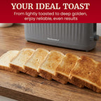 Elite Gourmet ECT2517G SLIMTOAST™ 2-Slice Long Slot Toaster, Cool-Touch Body, 6 Browning Shades, Extra-Wide 1.5" Slot for Artisan Bread, Bagels, Waffles & English Muffins, Grey
