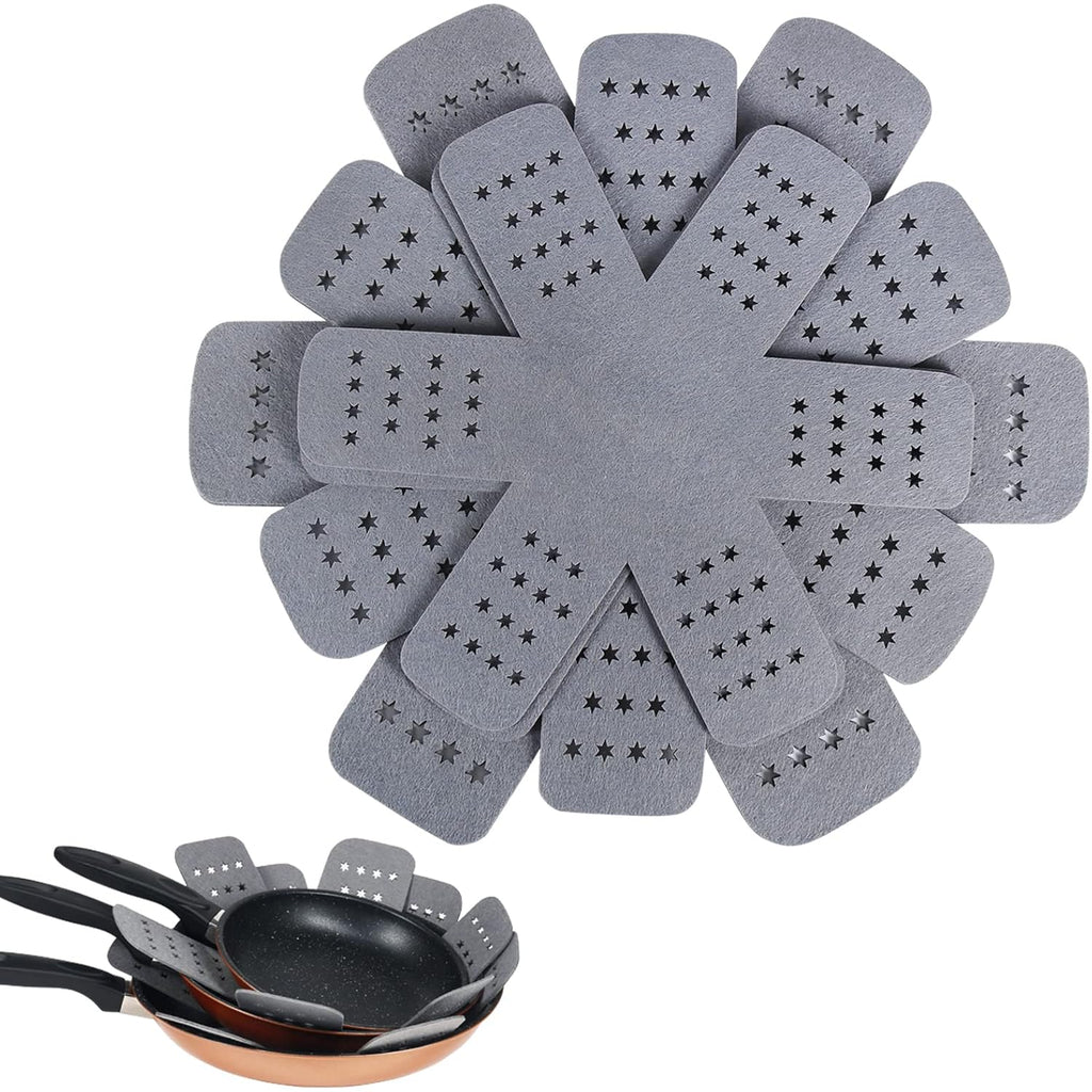 BYKITCHEN Pan and Pot Protectors, Larger & Thicker Pan Protectors with Stars, Set of 6 and 3 Different Sizes, Pot Protectors for Stacking and Protecting Your Cookware
