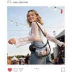 Long Vacation Clear Bag For Stadium Events, Clear Purses For Women Stadium Crossbody, Pvc Clear Concert Bag With Coin Purse
