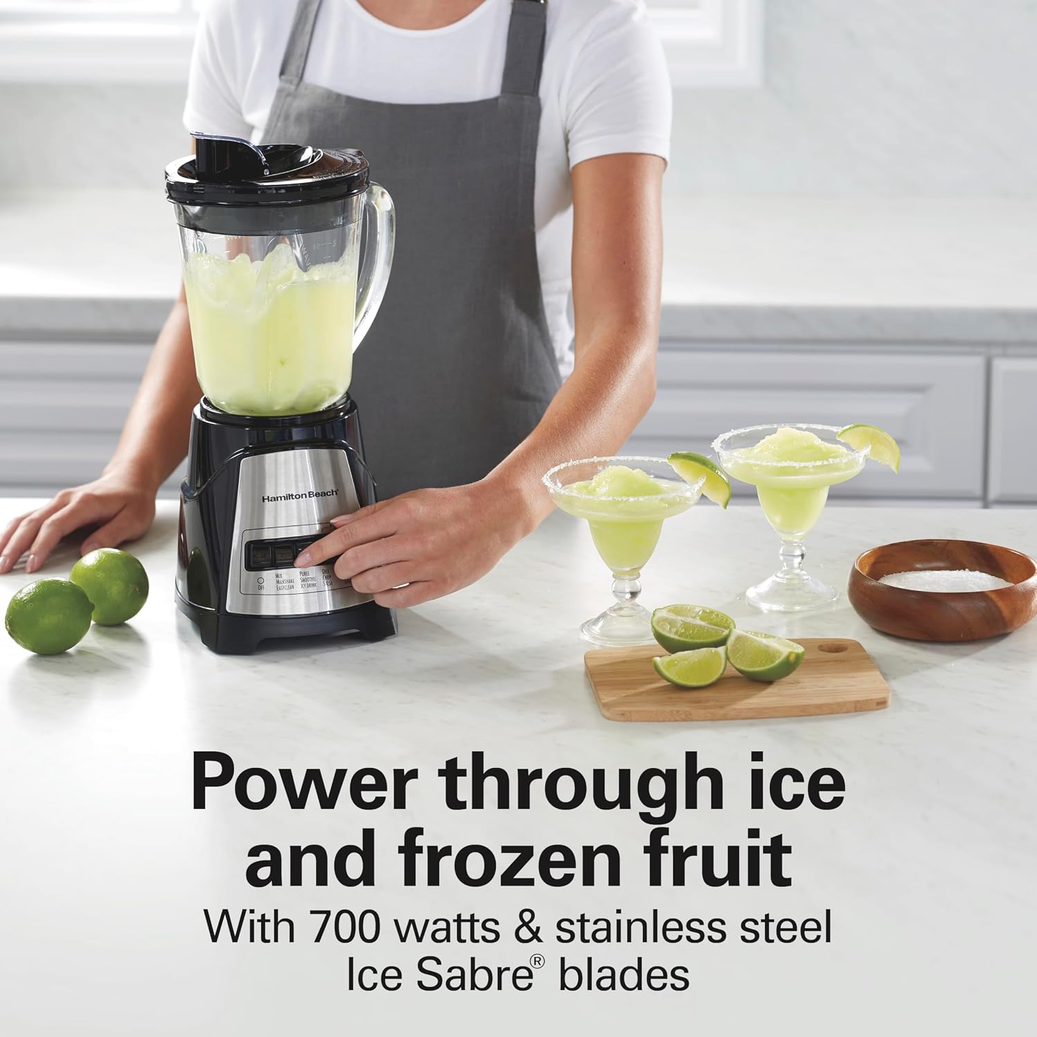 Hamilton Beach Power Elite Blender For Smoothies With Wave Action System | 40 Oz. Glass Jar | 12 Functions Including Puree, Crush Ice | 700 Watts | Black | 58148Ag