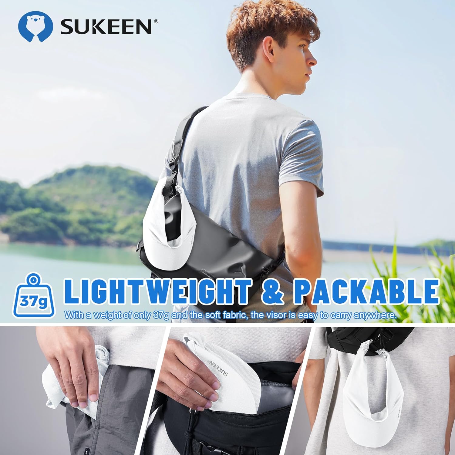 Sukeen Cooling Stretchy Visor Free Size Cool Hat with UV Protection Brim Peak Vizor for Golf,Tennis,Cycling,Running