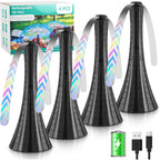 Fly Fans For Tables Rechargeable, Flies Fan To Keep Flies Away By Soft Blades, Food Fans For Camping, Picnic, Fishing, 4Pcs, Black，Party Essentials Picnic Accessories For Outside, 2000Mah