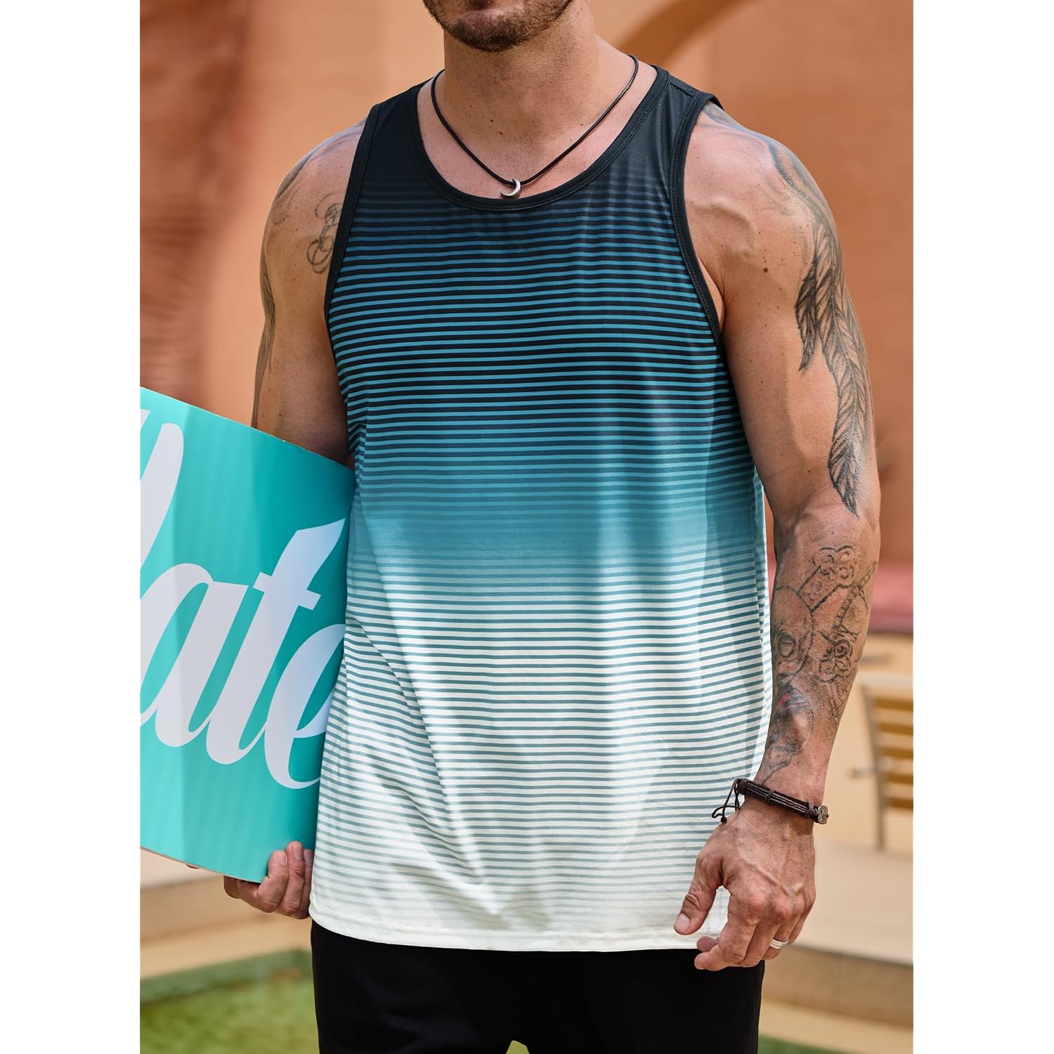 Vogstart Mens Hawaiian Beach Tank Tops Summer Vacation Muscle Top Graphic Sleeveless Shirts (S-3Xl)