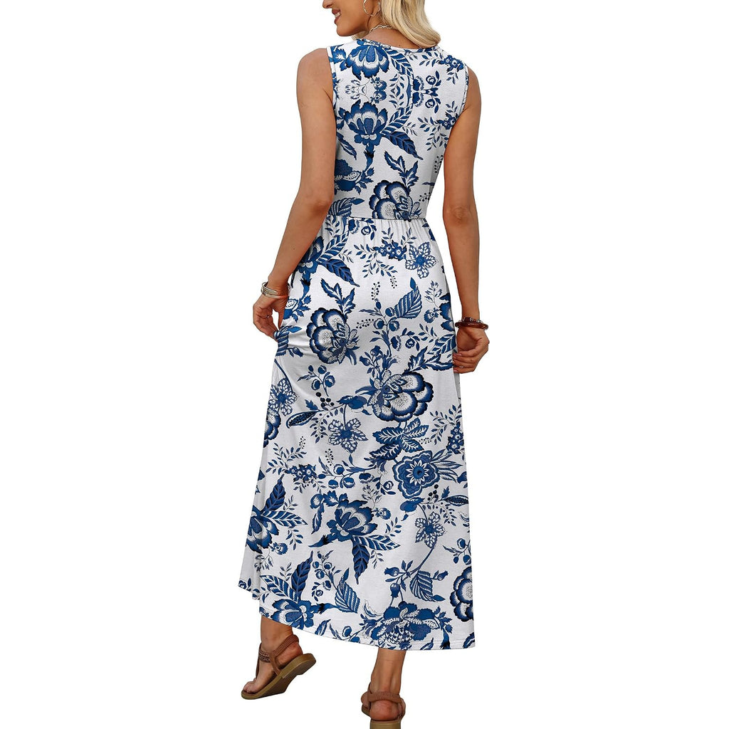 Wiholl Summer Dresses Babydoll Maxi Dress Empire Waist Beach Vacation Sundresses 2026 With Pockets