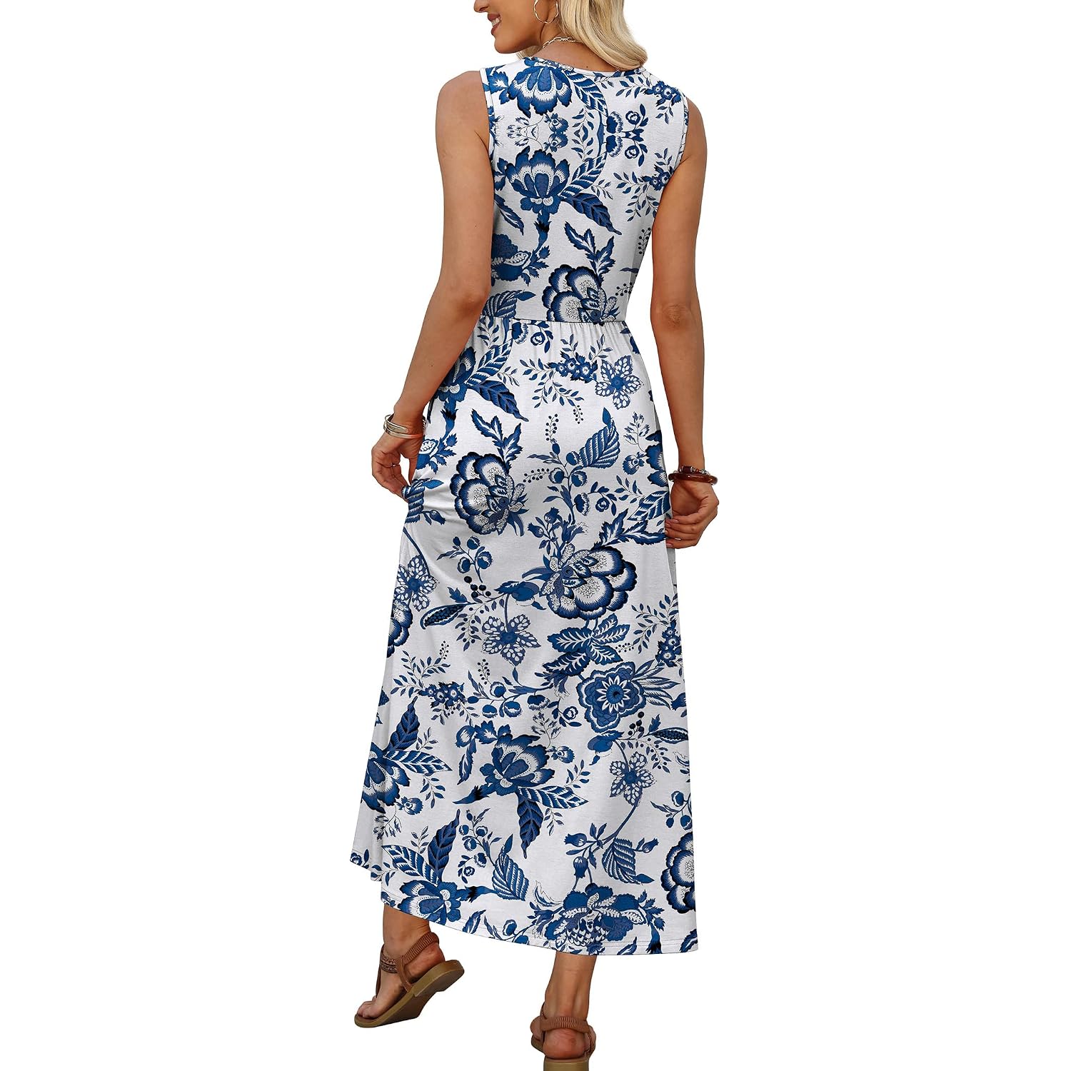 Wiholl Summer Dresses Babydoll Maxi Dress Empire Waist Beach Vacation Sundresses 2026 With Pockets