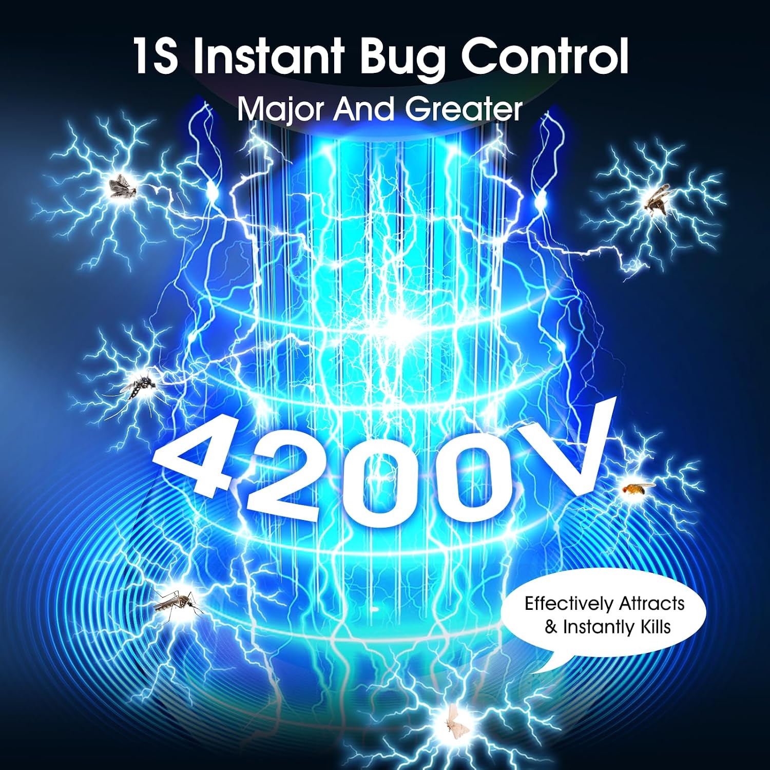 Solar Bug Zapper Outdoor, 4 In 1 Outdoor Essential, 4200V Mosquito Zapper With Ambient Light, Smart Auto Mode, Solar Usb Power For Camping Patio Garden Outdoor Living