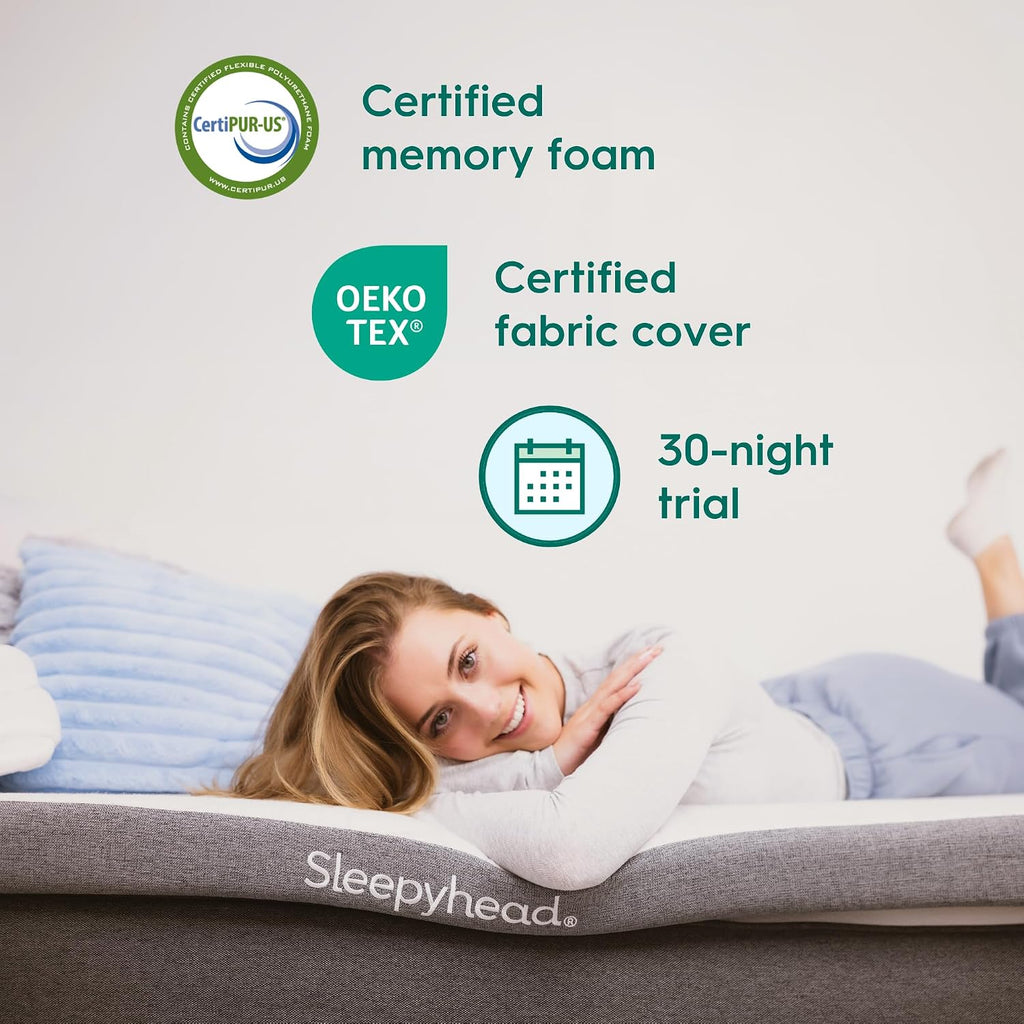 Sleepyhead Twin Xl Mattress Topper 2 Inch For College Dorm, Cooling Gel Memory Foam, Pressure Relief, Removable Washable Cover, Certipur-Us Certified (Xl Twin 2")