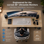 55X32 Extra-Deep Electric Standing Desk, Wide Desktop Fits 49" Ultrawide Monitor+Dual Screens, 176 Lbs Capacity, 2 Memory Presets, Anti Collision, Computer Desk For Home Office & Gaming, Oak