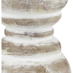 Stonebriar Antique White Wooden Pillar Candle Holder, Vintage Seaside Pillar Stand for Dining Table Centerpiece, Coffee Table, Mantel, Or Any Table Top, Small