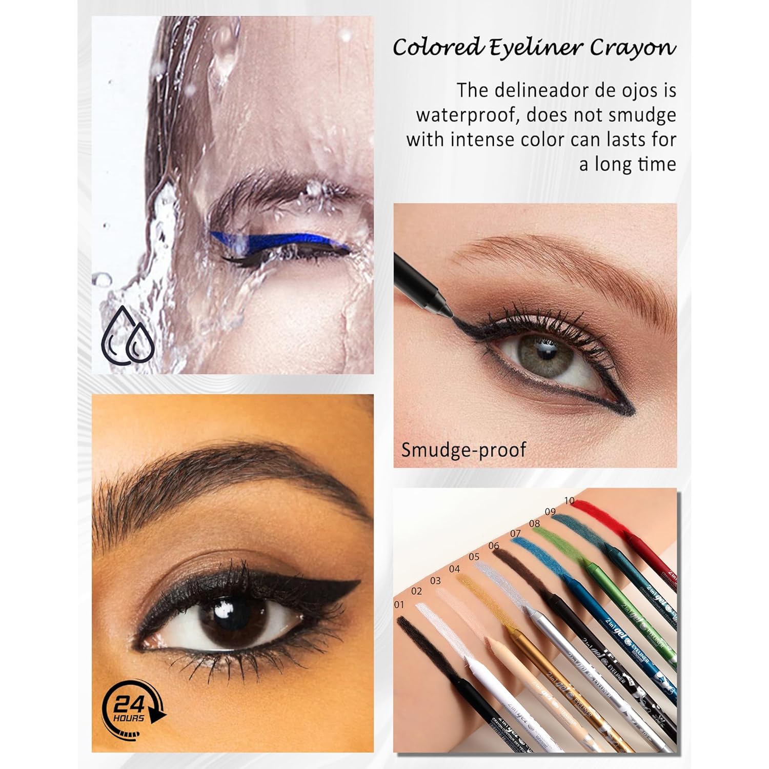 Nude Waterline Eyeliner Gel Pencil,Peach Eyeliner Waterline Waterproof Smudge-Proof, Long Stay Eye Liner Brightener Pen with Sharpener, Safe for Sensitive Eyes, Soft Cream Rich Color Eye Makeup Pen-03
