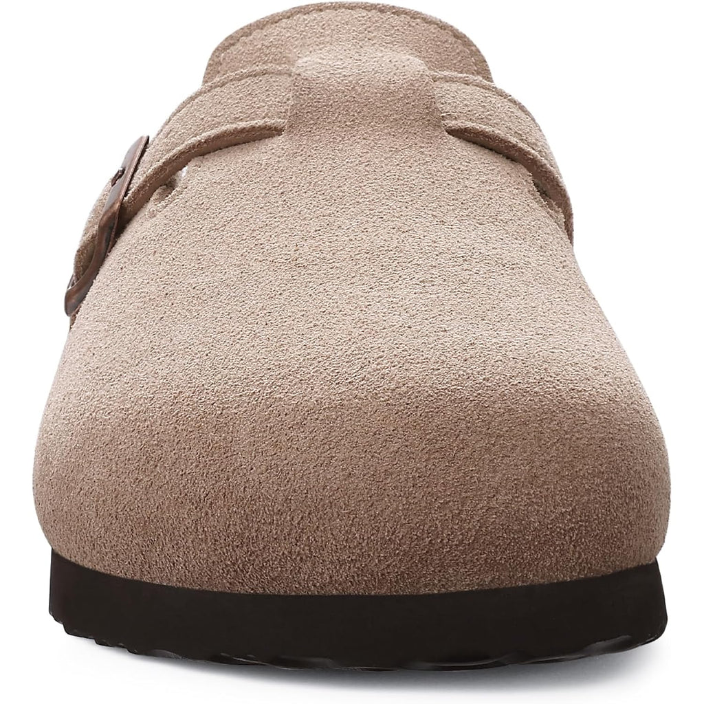 Odoly Genuine Suede Clogs For Women Men Soft Cork Footbed Leather Mules Comfort Potato Shoes With Arch Support