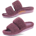 Women'S Fuzzy House Slippers With Moderate Arch Support Open Toe Cozy Bedroom Shoes Indoor