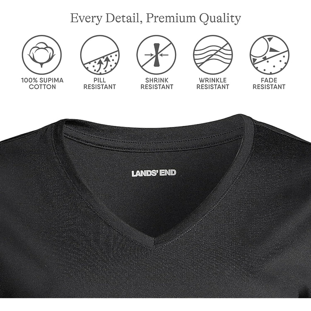Lands' End Women's Relaxed American-Grown Supima Cotton V-Neck T-Shirt
