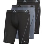 Adidas Men'S Performance Mesh Long Boxer Briefs (3-Pack) Breathable Workout Underwear