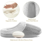 Womens Memory Foam Fuzzy Slippers Knitted House Slippers For Women Comfy Slip-On Warm House Shoes