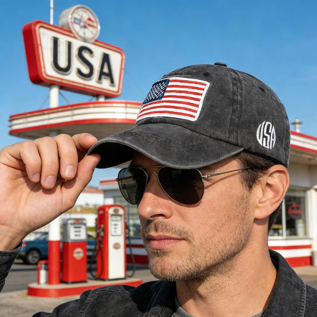 Izus Women Usa-Flag Baseball-Cap American Patriotic Baseball Hats Men'S Distressed-Cotton Dad-Hat For Adult Teens