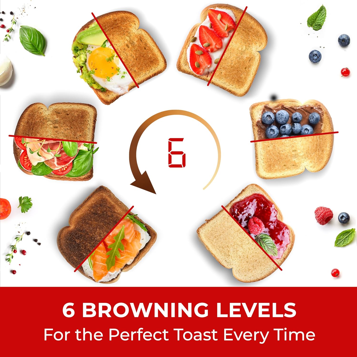 Mueller UltraToast Stainless Steel Toaster 4 Slice – Extra-Wide 1.6" Slots for Artisan Bread, Bagels & Frozen Waffles, 6 Browning Levels, LED Display, Cancel/Defrost/Reheat, Removable Crumb Tray