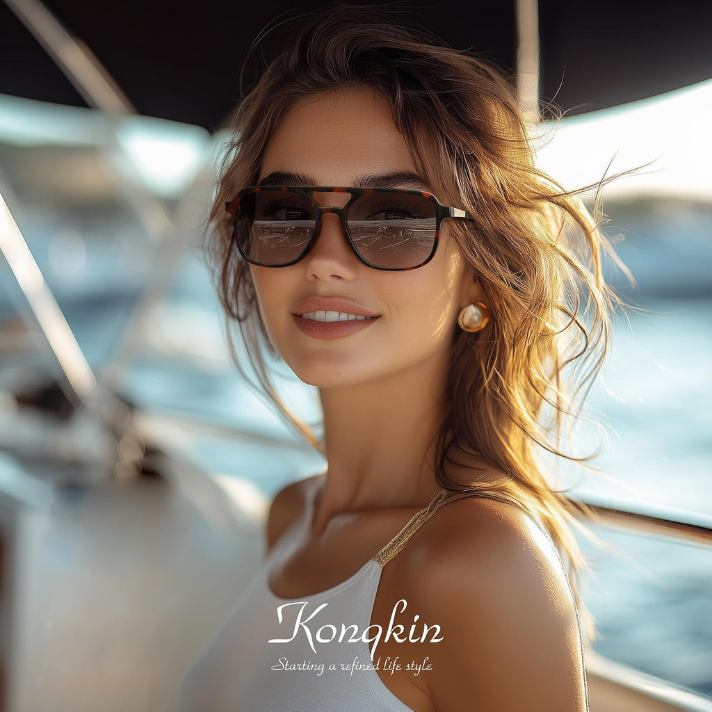 Retro Aviator Sunglasses for Women Men:Polarized Trendy Vintage 70s Rectangle Womens Shades Sun Glasses UV Protection 11a-3pc-leopard Brown Frame/Gradient Grey Lens/Grey Lens