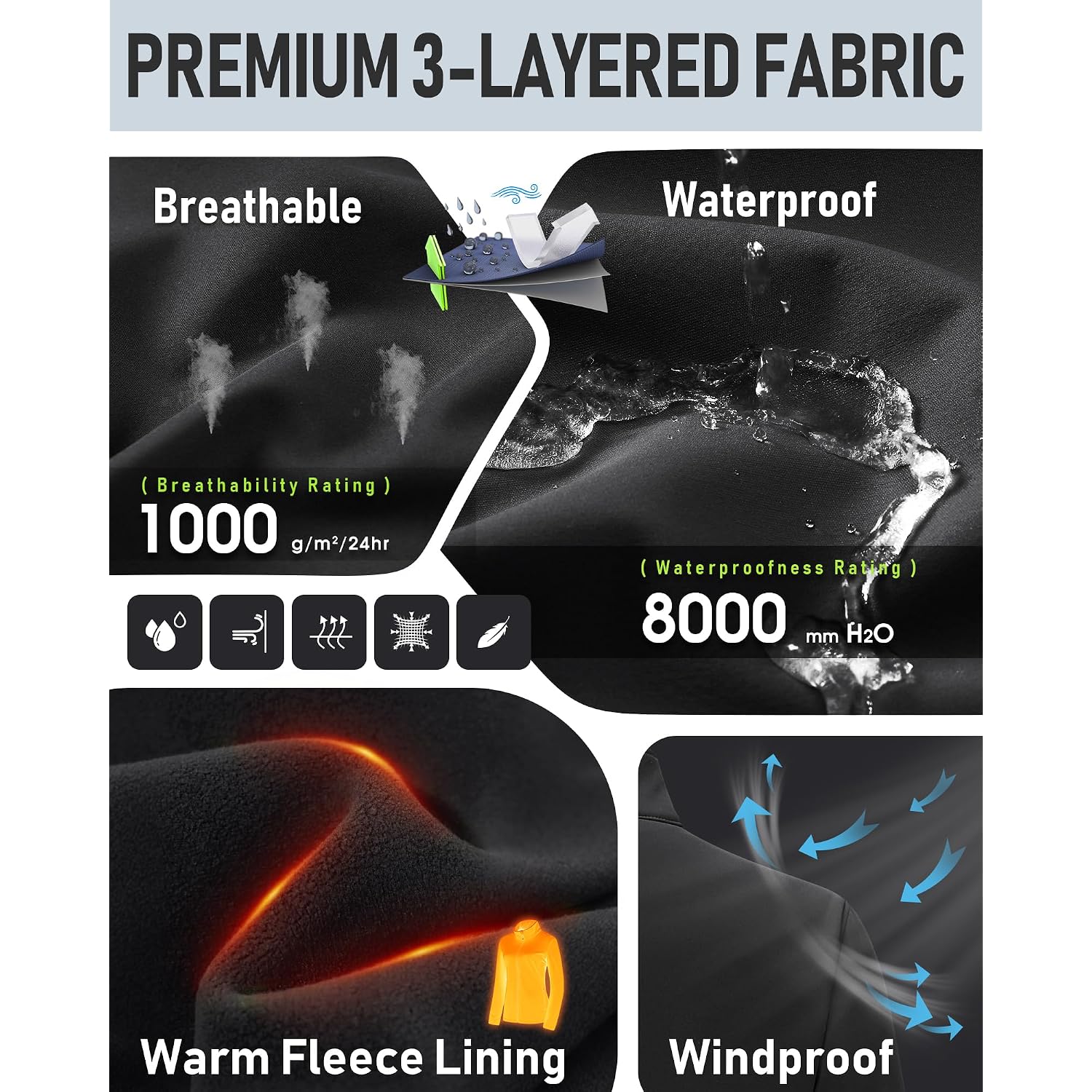 33,000Ft Women'S Lightweight Softshell Jacket Fleece Lined Windbreaker Waterproof Warm Jacket For Running Golf Hiking