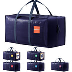 6 Pack Moving Bags Heavy Duty 210Gsm With Full-Open Side Zipper, 93L 220Lbs Waterproof Foldable Storage Totes For College Dorm Move-In, Moving Boxes Alternative & Home Organization, Blue