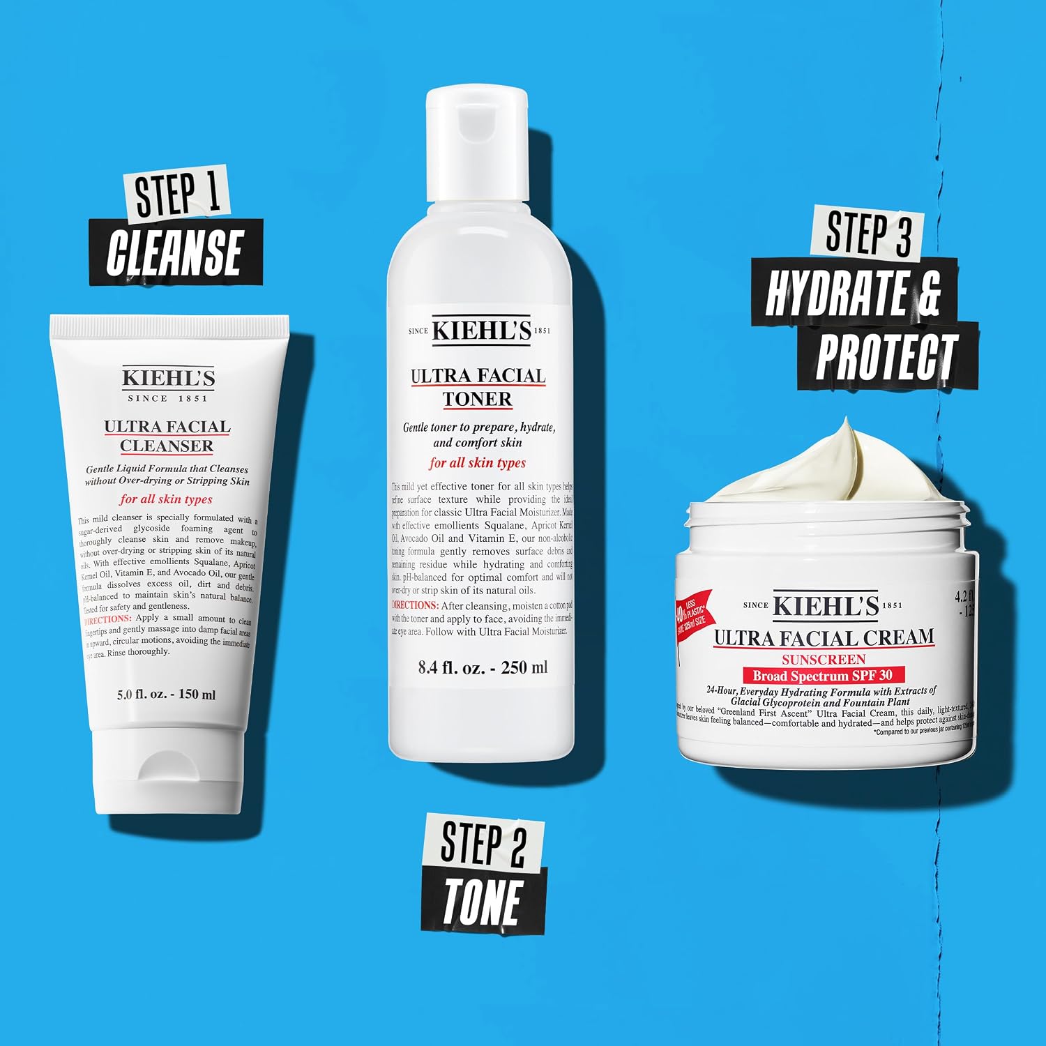 Kiehl'S Ultra Facial Cream With Spf 30, Lightweight Daily Face Moisturizer For All Skin Types, 24-Hour Hydration, Uv Sunscreen Protection, Non-Greasy, Absorbs Quickly, With Glacial Glycoprotein