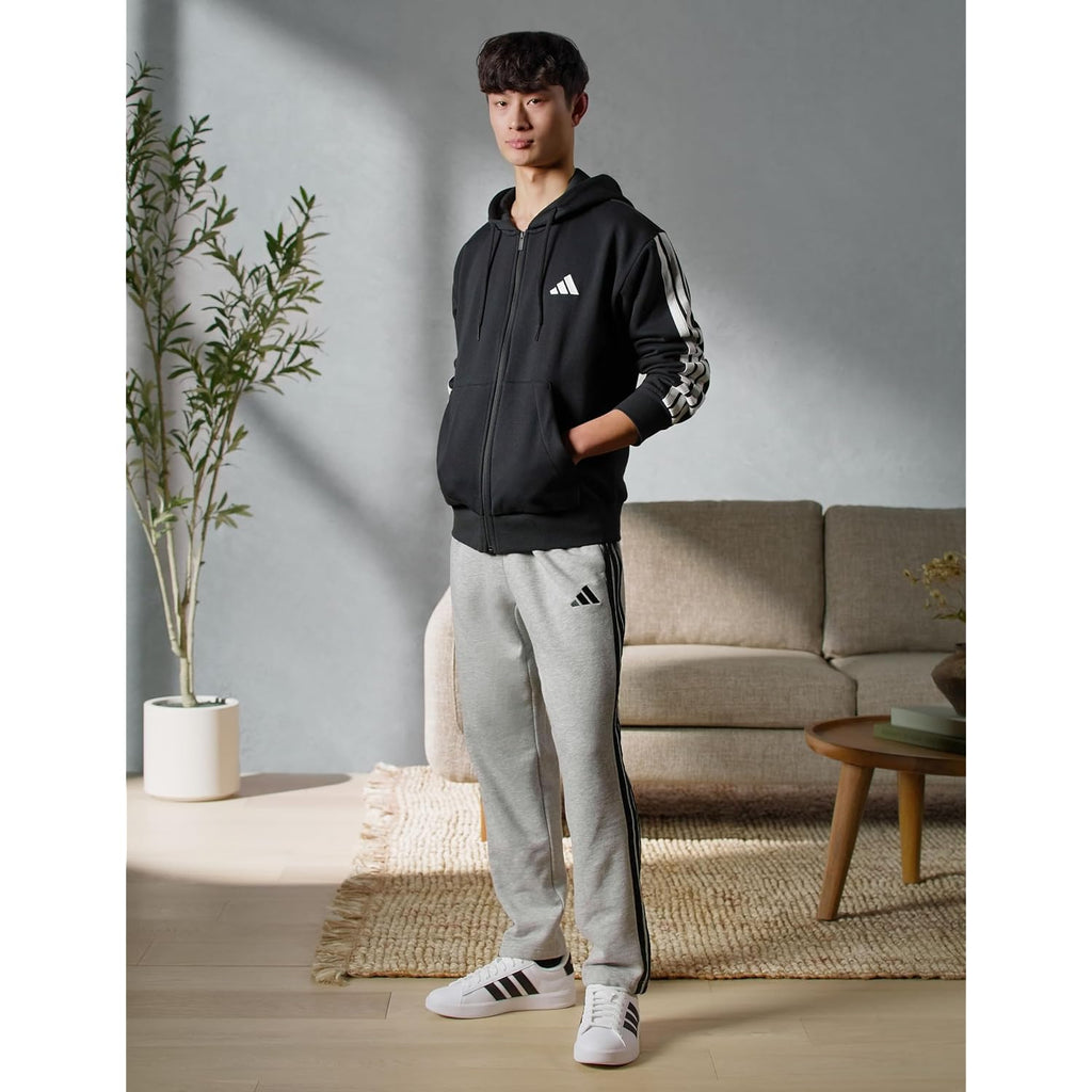 Adidas Men'S Essentials 3-Stripes Fleece Full-Zip Hooded Track Top