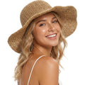 Summer Straw Hats for Women Wide Brim Foldable Summer Beach Vacation Packable Travel Cap Lightweight Brown Brown
