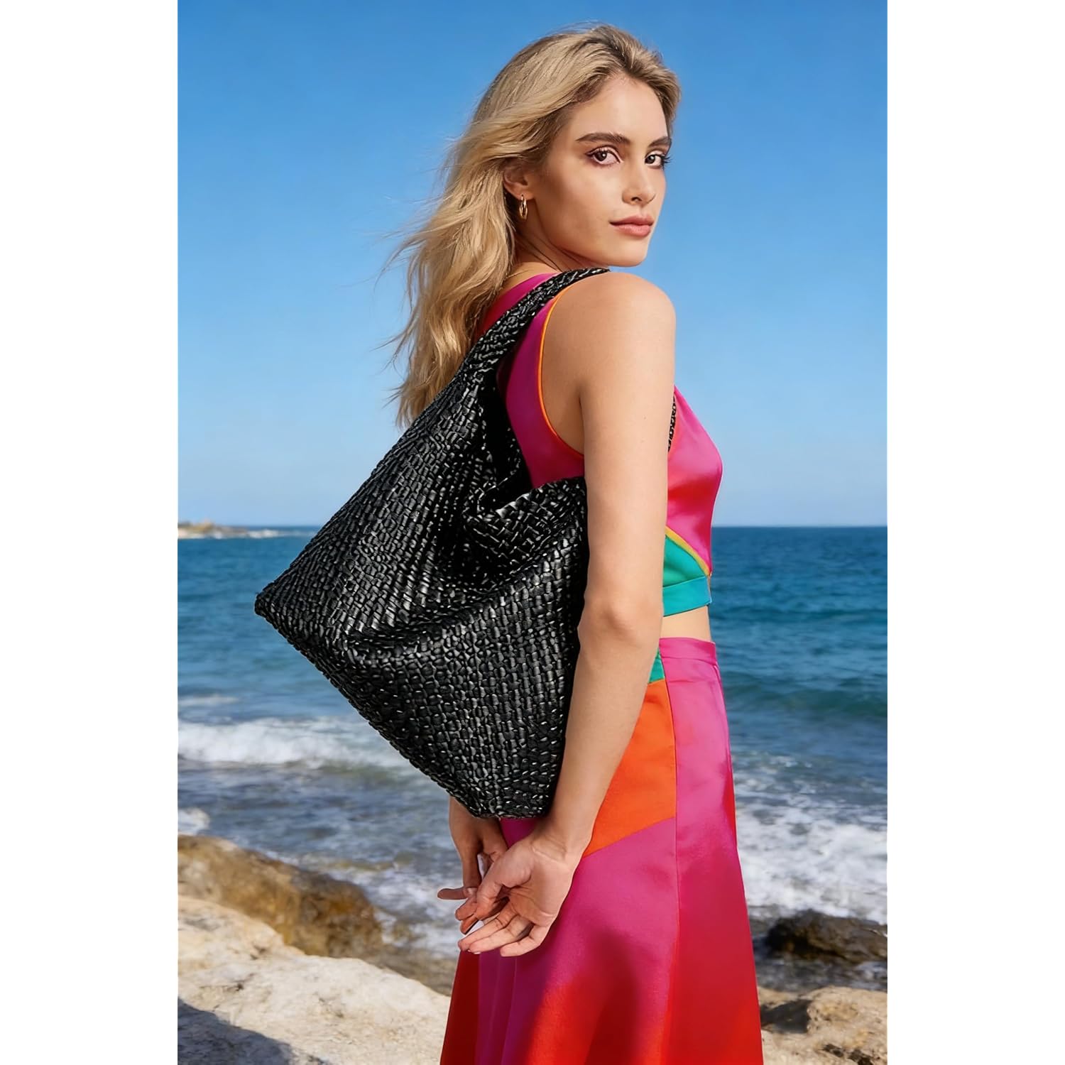 Geelyda Woven Tote Bag for Women with Purse, Fashion Shoulder Hobo Underarm Bags, Large Woven Handmade Work Commuter Day Bags