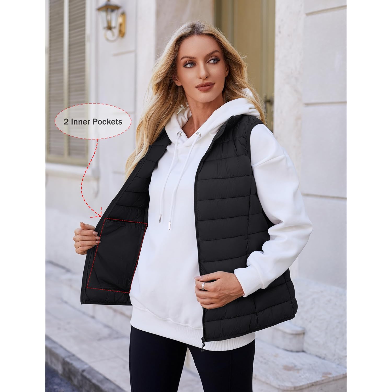 Women'S Quilted Puffer Vest Lightweight Sleeveless Puffy Jacket | Padded Gilet Outerwear,Warm,Wind,Moisture-Resistant,Stand Collar,Zip-Up,Inner Pockets,Winter,Casual,Outdoor