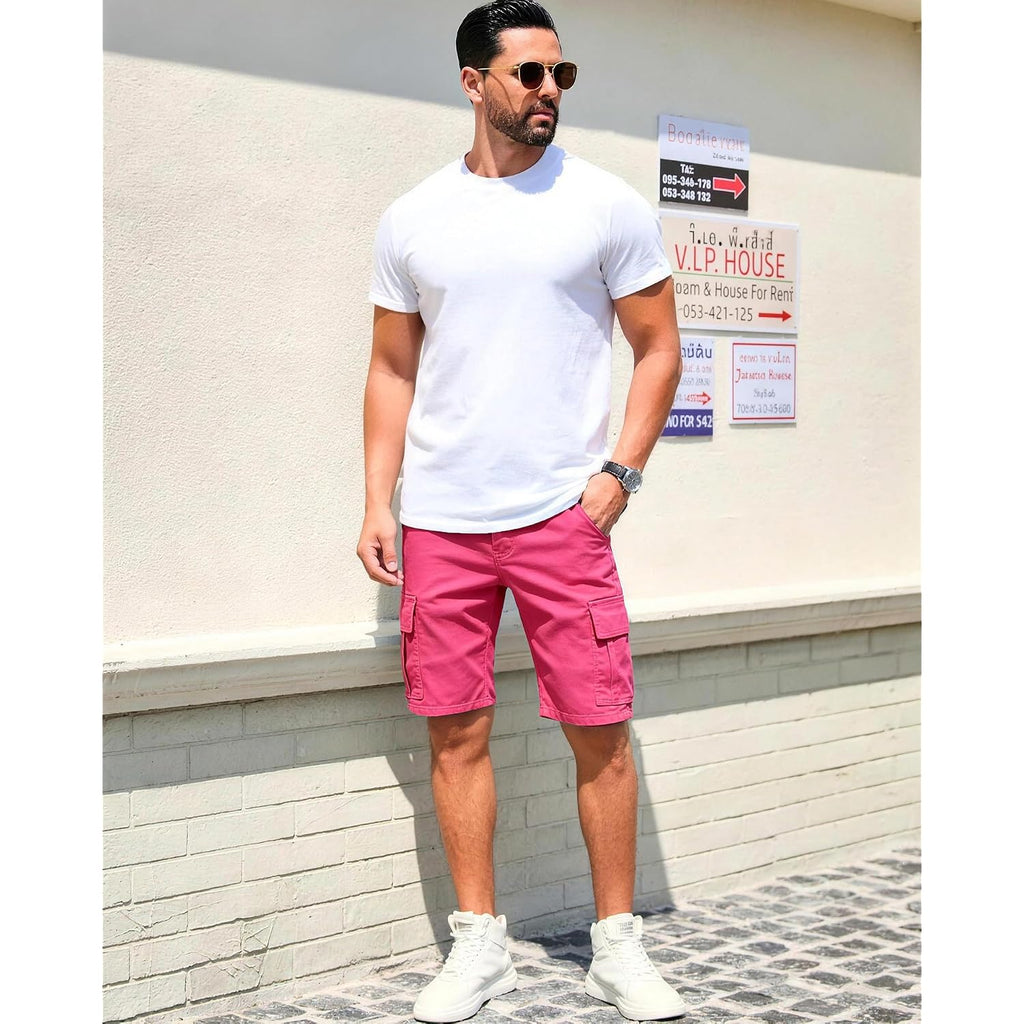 Absecai Mens Skinny Casual Stretch Denim Summer Cargo Shorts With Pockets
