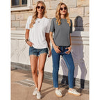 Women's T-Shirts Short Sleeve Tops Summer Casual Blouse Crew Neck Basic Shirt 2 Pack Loose Fit Tee