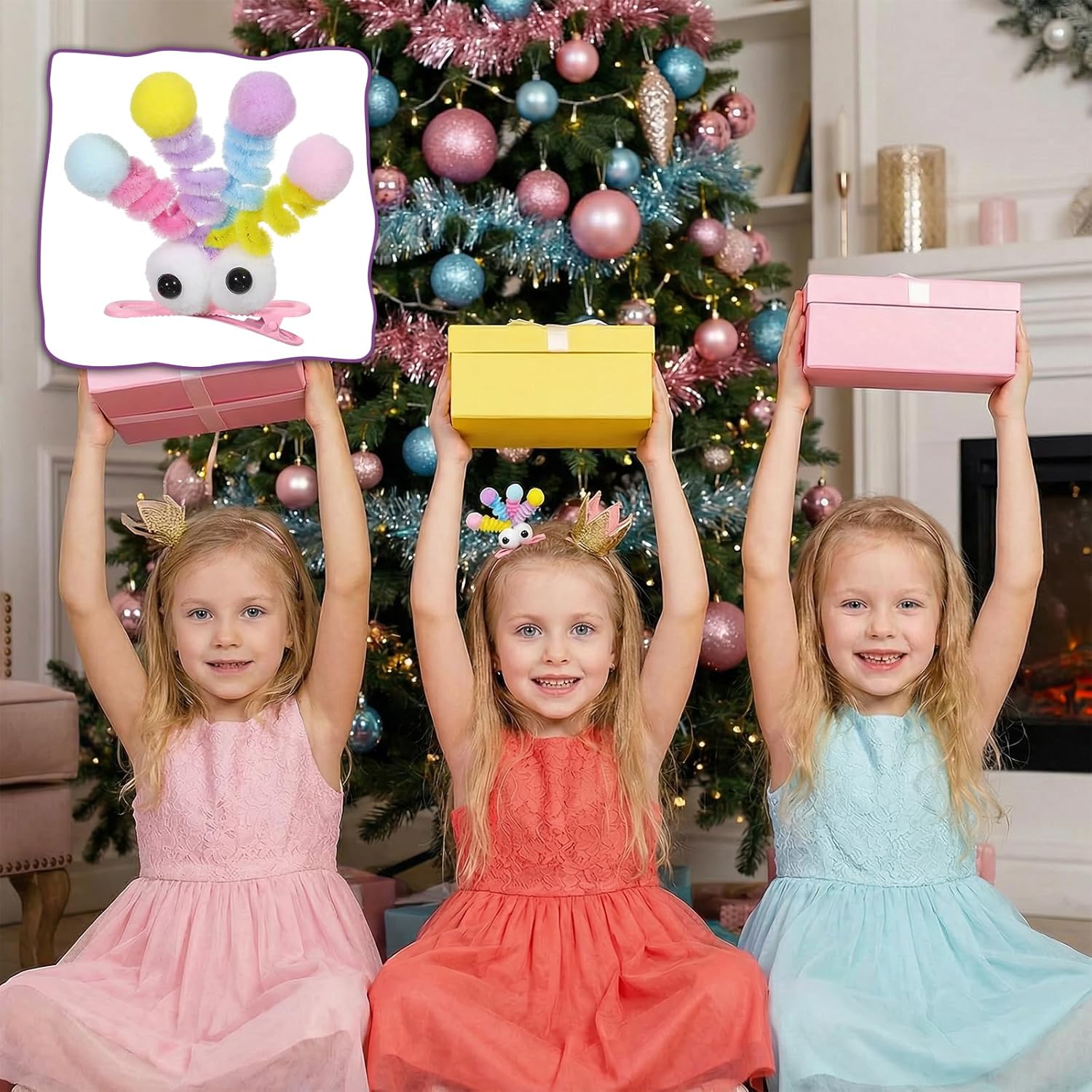 4 Pcs Fluffy Pom Poms Hair Clips Funny Plush Duckbill Hairpins Hair Barrettes Kawaii Cartoon Clips Non Slip Crazy Hair Day Accessories for Long Short Hairs Party Styling