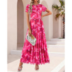 Btfbm Summer Dresses For Women 2026 Formal Short Sleeve Floral Homecoming Dress Maxi Wedding Guest Vacation Outfits