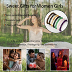 Gnamy Healing Crystal Bracelet for Women, Natural Stone Beaded Healing Crystal Bracelet Triple Protection Stress Relief Beads Jewelry Birthday Gifts Jewelry for Her