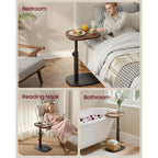 Vasagle C Side Table Adjustable Height, Couch Sofa Table, End Table, Tv Tray For Small Spaces, 11.8 X 15.7 X 27.2 Inches, For Living Room, Bedroom, Walnut Brown And Ink Black Ulet363M101