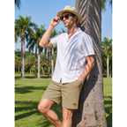 Tacvasen Men'S Shorts 7 Inch Casual Twill Drawstring Summer Water-Repellent Beach Shorts With Zipper Pocket