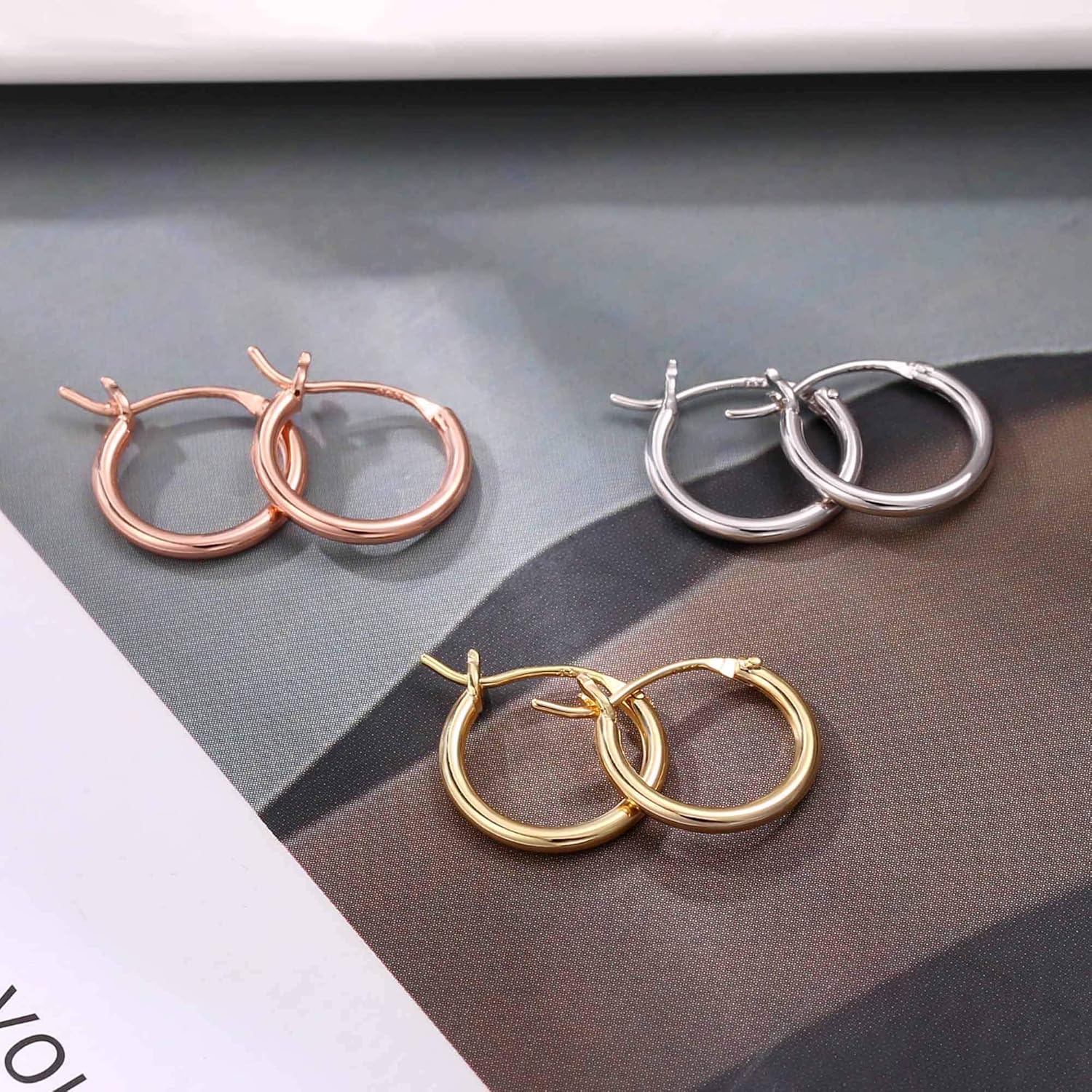 M MOOHAM Gold Plated Hoop Earrings for Women - Hypoallergenic 14K Gold Plated Hoops Earrings Set for Sensitive Ears Earring Stack for Women Trendy Jewelry Gifts Lightweight 13-60mm