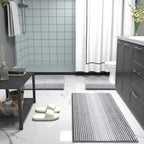 Olanly Bathroom Rugs 30X20, Extra Soft Absorbent Chenille Striped Bath Rugs, Rubber Backing, Machine Wash Dry, Bath Mats For Bathroom Floor, Tub And Shower, Home Decor Accessories, Grey