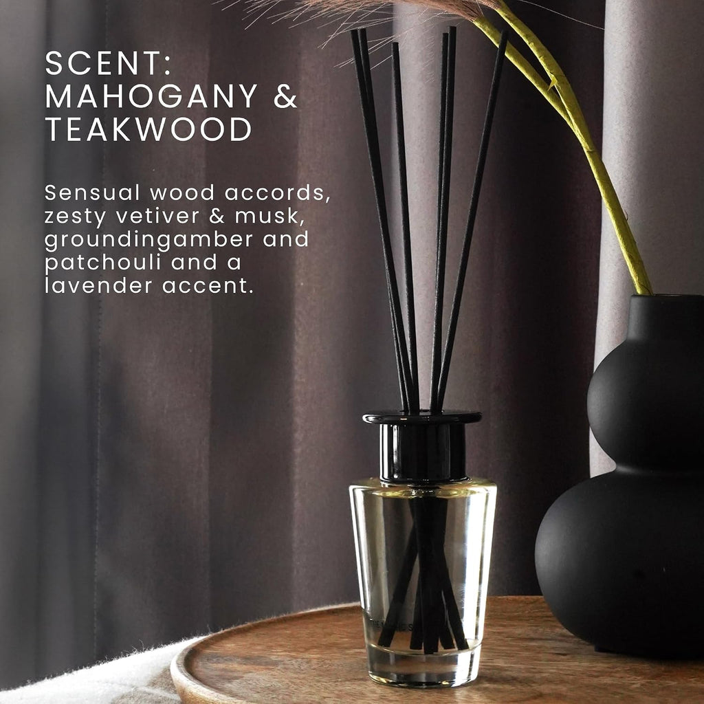 The Magic Scent Mahogany & Teakwood Reed Diffuser For Home - Luxury Scent Diffuser With Premium Fiber Reeds For Lasting Gentle Dispersal - Natural, Toxin-Free Aroma Inspired By Ambercrombie & Fitch