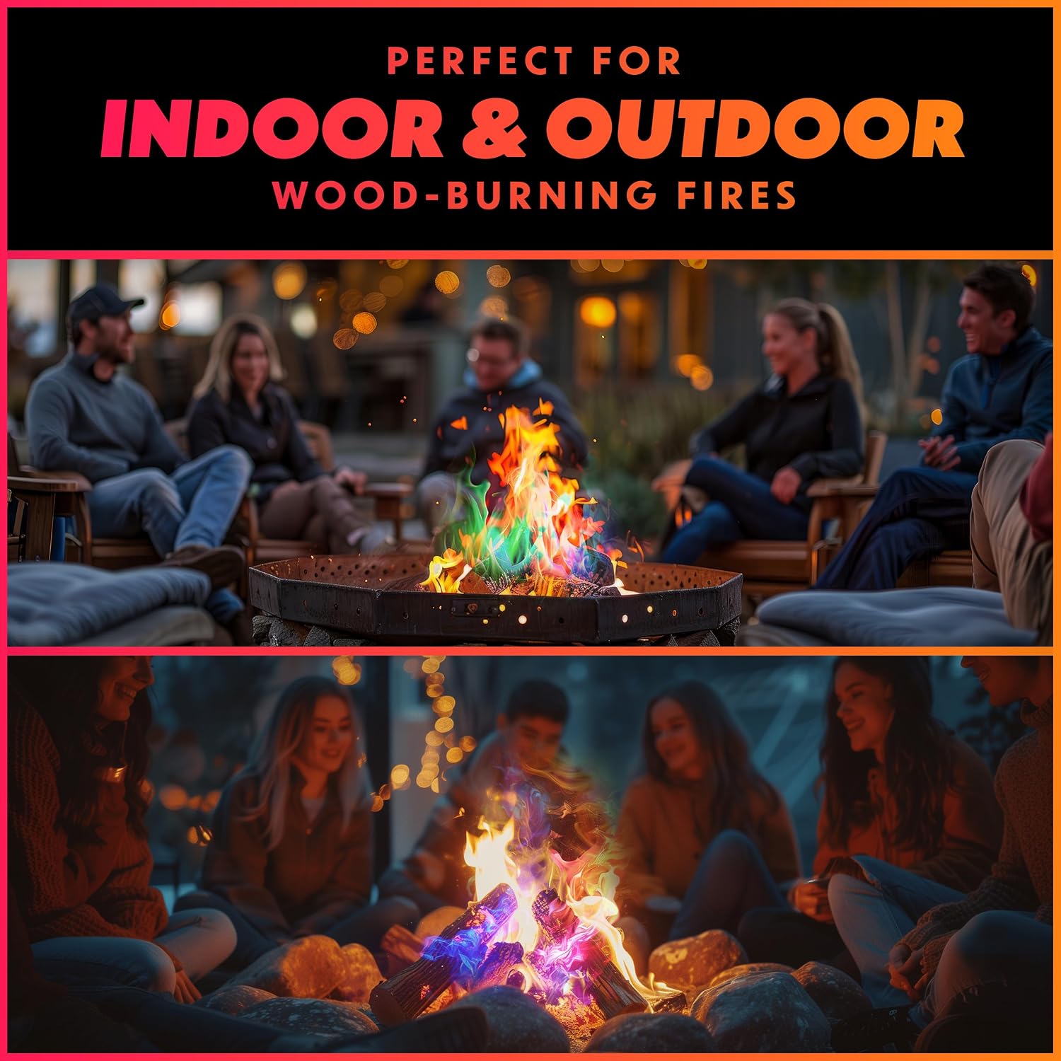 Fire Color Packets (25 Pack), Vibrant Multi-Color Fire For Fire Pits, Campfires, Bonfires & Fireplaces - Camping Essentials & Outdoor Party Accessories