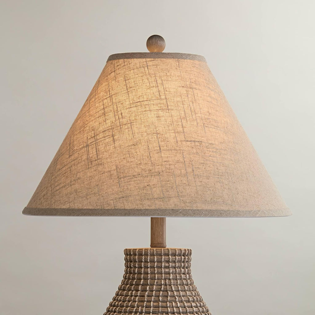 6" Top X 17" Bottom X 11 1/2" High X 11 1/2" Slant Lamp Shade (Pre-Assembled) Replacement Large Beige Brown Empire Round Rustic Farmhouse Western Fine Burlap Fabric Spider Harp Finial