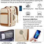 Travel Backpack For Women Airline Approved Carry On Backpack With Shoe Pouch,Tsa 15.6Inch Laptop Mochila Flight Approved Personal Item Bag For Weekender Overnight Bags Bookbag Travel Essentials,Beige
