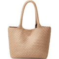 BOYATU Woven Tote Bag for Women: Vegan Leather Purse with 1 Zipper Clutch - Handwoven Tote for Travel Vacation Beach Weekend