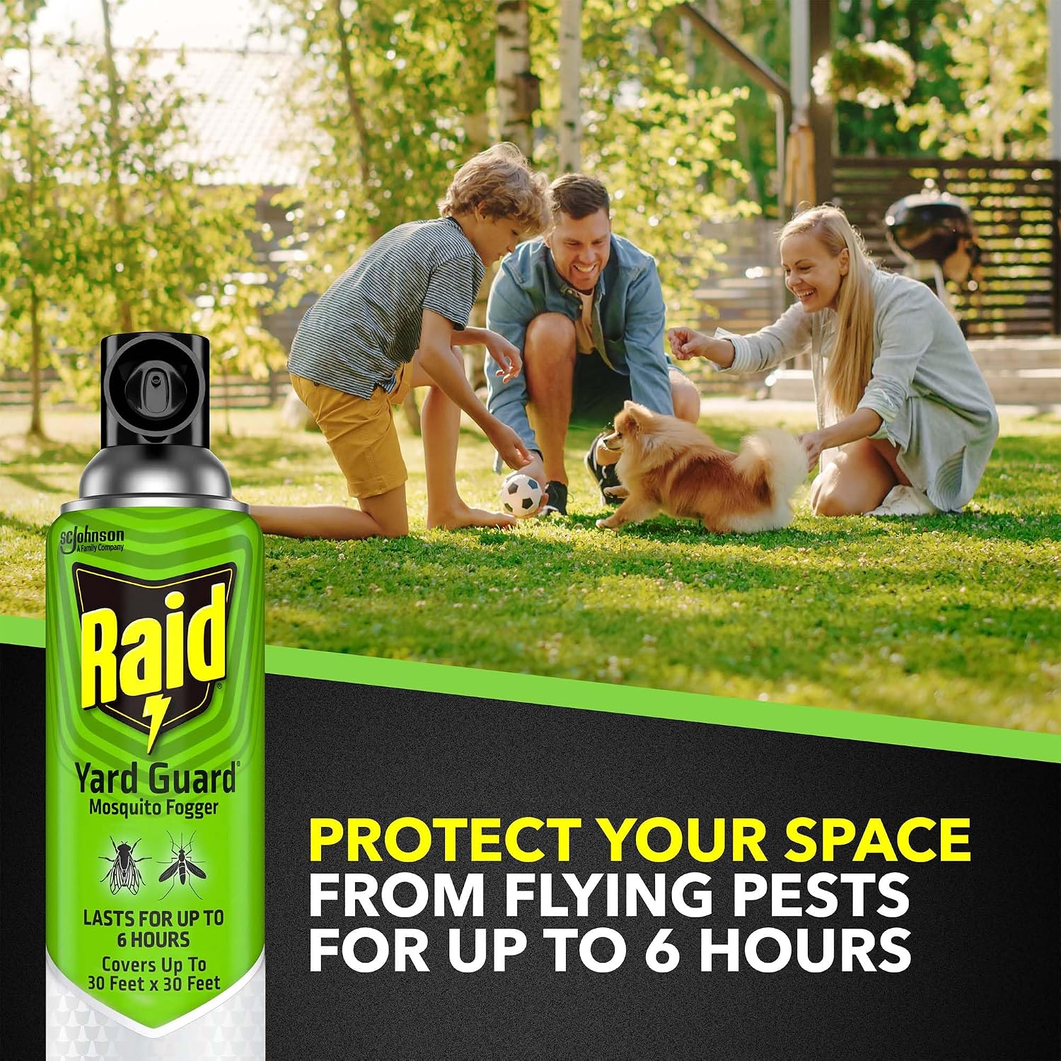 Raid Yard Guard Mosquito Fogger Outdoor, Kills Flies, Mosquitoes, Non-Biting Gnats, Small Flying Moths, Wasps And Hornets 16 Oz Pack Of 12