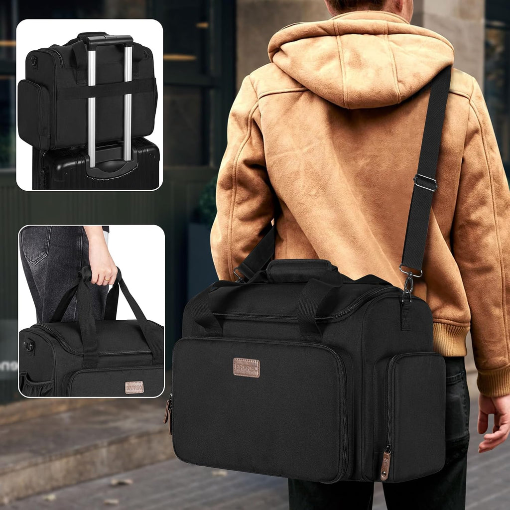 Large Insulated Hairdresser Bag With A Semi Detachable Divider And 2 Removable Pouches, Hairstylist Traveling Bag Holds Various Hair Cutting Tools, Black
