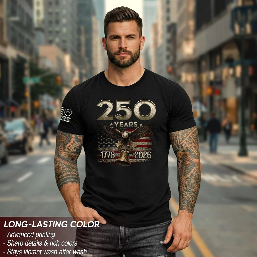 Patriotic Shirts For Men, 250Th Independance Shirt | This Patriotic American Flag Shirt Honors The 250Th Independence Milestone, Delivering A Comfortable, Casual Fit For Men.