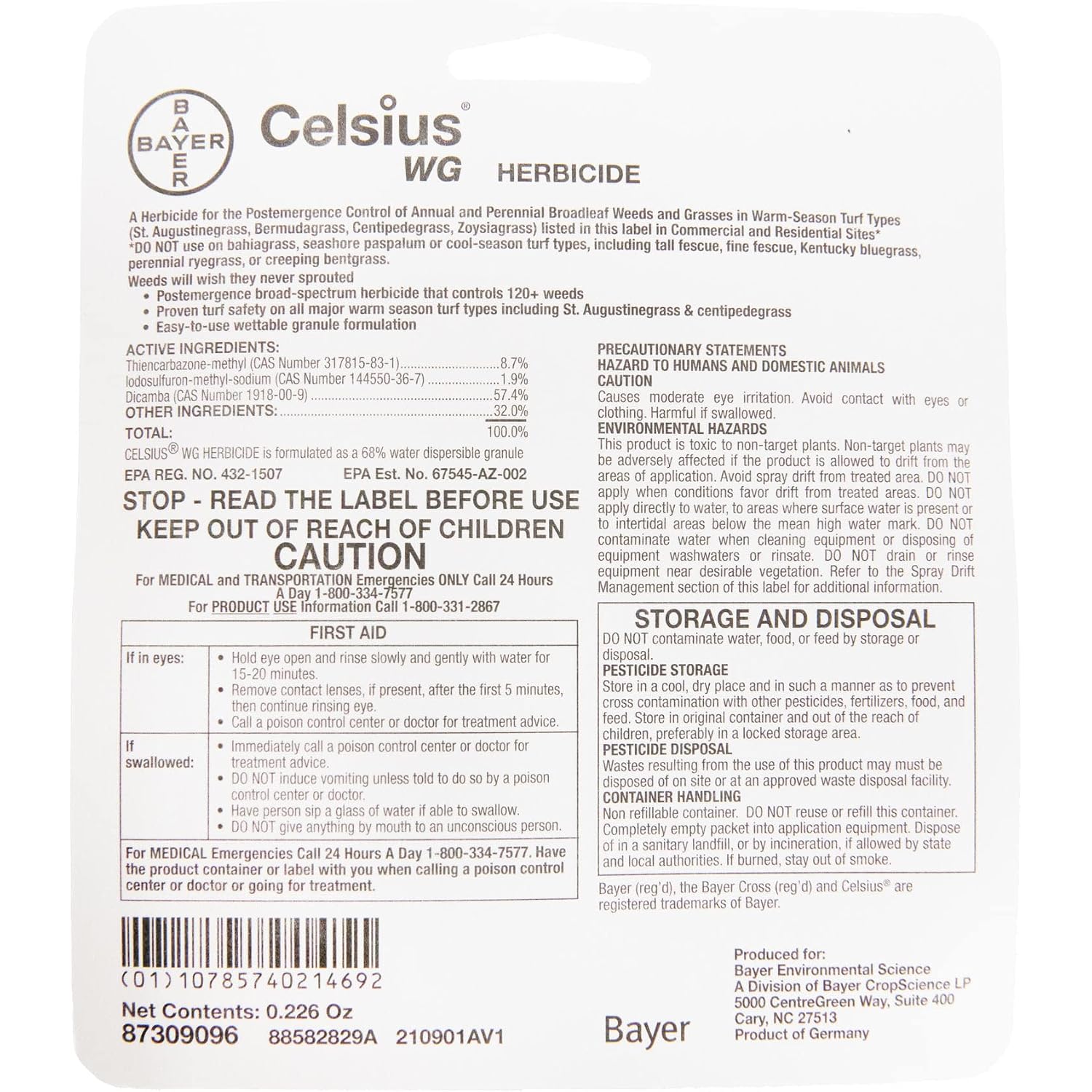 Prime Source Celsius Wg - 0.226 Oz Easy Mix Packet-Post Emerge Weed Control