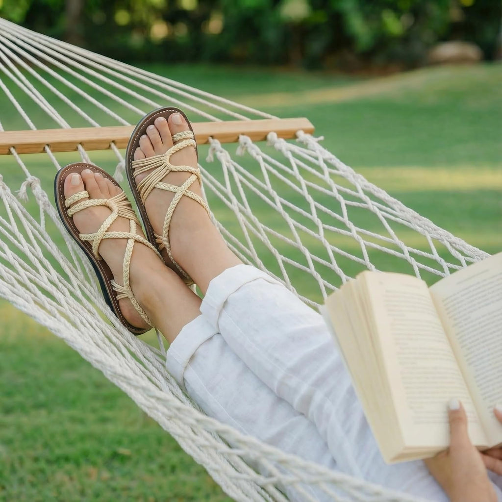 Plaka Flat Sandals For Women Palm Leaf