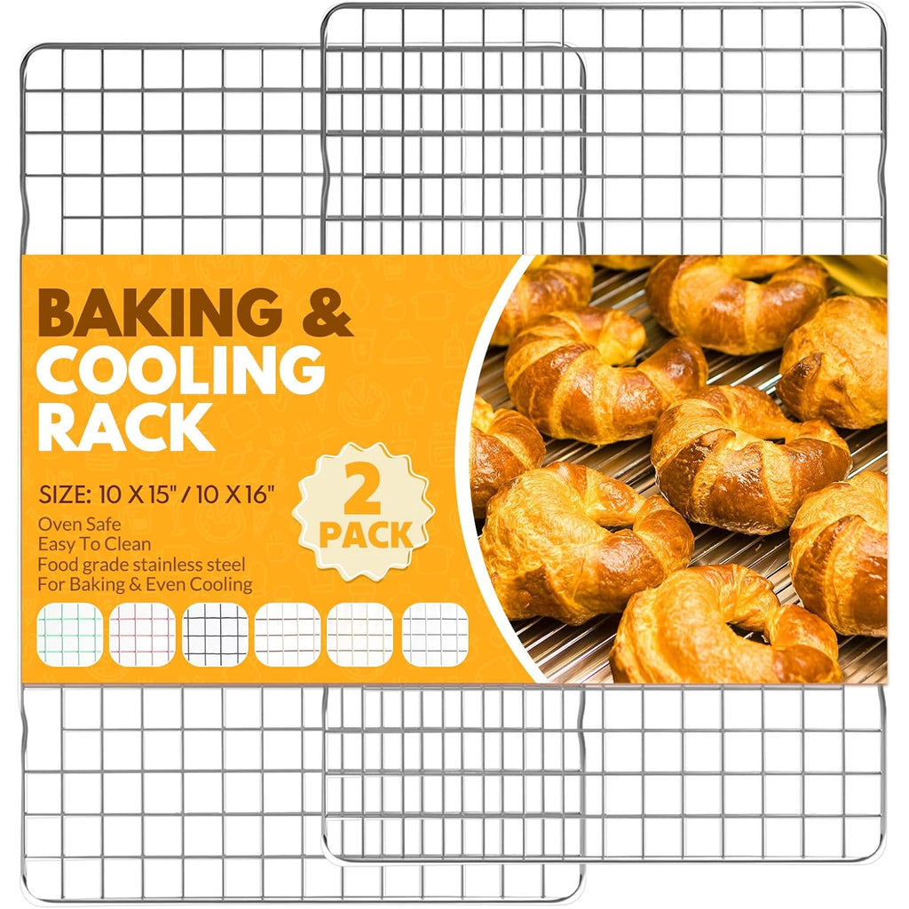 2 Pcs Cooling Racks For Cooking And Baking, 15X10 Inches Stainless Steel Cooling Rack, Sheet Pan With Wire Rack For Baking Sheet, Bacon Rack Oven Safe Fits Jelly Roll Sheet Pan
