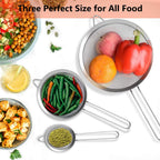 3Pcs Super Wire Extra Fine Mesh Strainer With Handle, Small Medium Large Size Sifter Metal Strainer Set, Stainless Steel Sieve Fine Mesh Strainers For Kitchen Rice Juice Quinoa Food Flour Baking Ylyl
